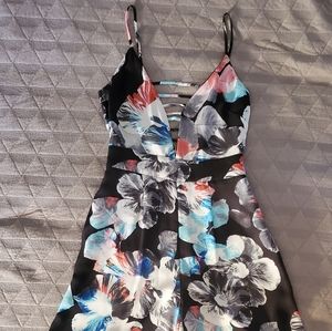 BEBE printed strappy back jumpsuit